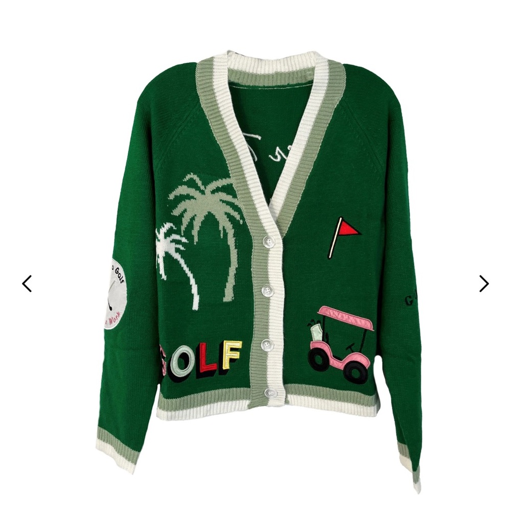 Golf patch cardigan